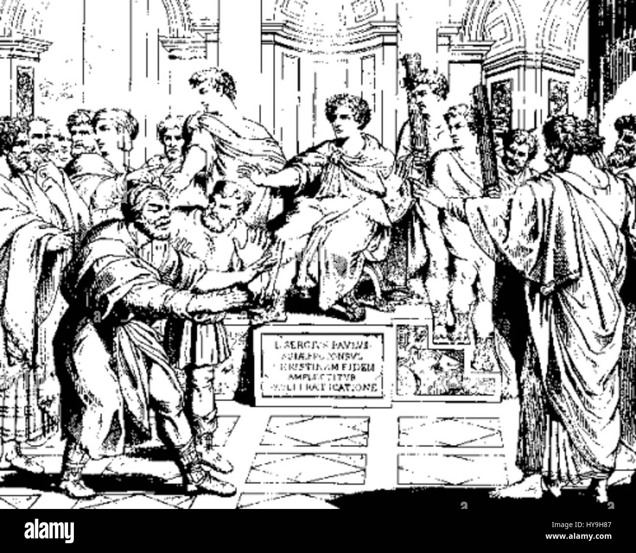 Dans le récit biblique, Elymas était un sorcier qui s'opposait aux enseignements de Paul et Barnabas. La représentation d'Elymas dans l'art se concentre souvent sur sa lutte contre les enseignements chrétiens, symbolisant la bataille entre le mensonge et la vérité dans les contextes religieux. Banque D'Images