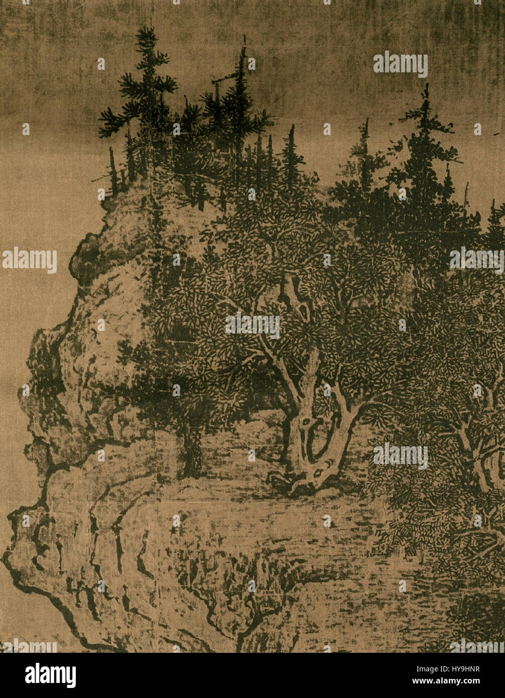 Fan K'uan (v. 10ème siècle) était un peintre paysagiste chinois renommé, surtout connu pour son travail 'Travelers Among Mountains and Streams'. Ses œuvres se concentrent sur la nature, l’équilibre et le lien spirituel entre l’homme et le monde naturel. Banque D'Images