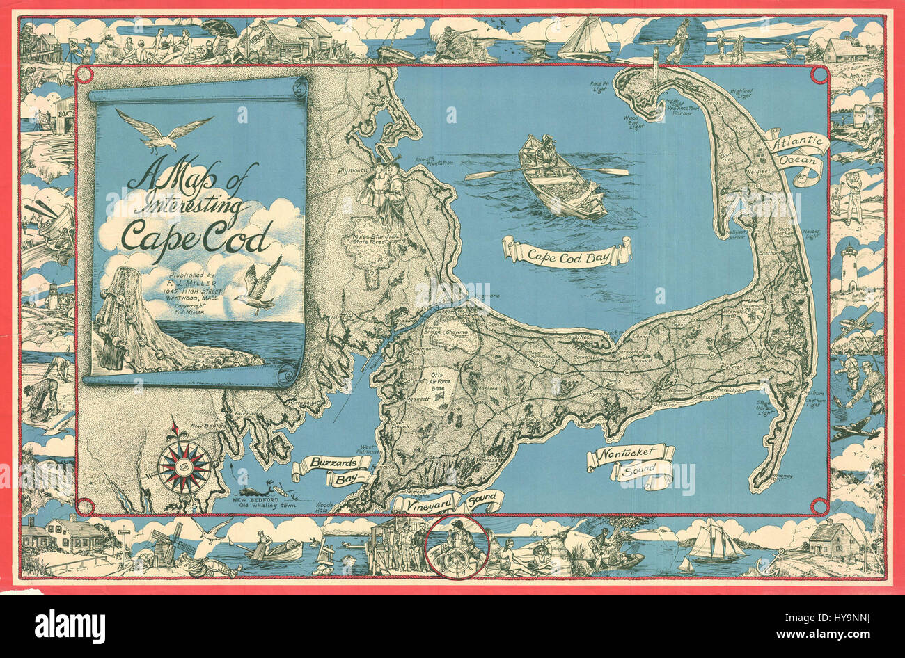 1945 Miller Plan de Cape Cod, Massachusetts Geographicus CapeCod Miller 1945 Banque D'Images