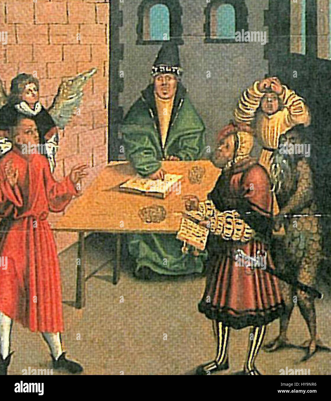 '8 Gebot' de Lucas Cranach l'ancien est une illustration basée sur les dix Commandements bibliques. Cette pièce est dédiée au huitième commandement, soulignant les enseignements moraux sur le fait de porter de faux témoignages. Banque D'Images