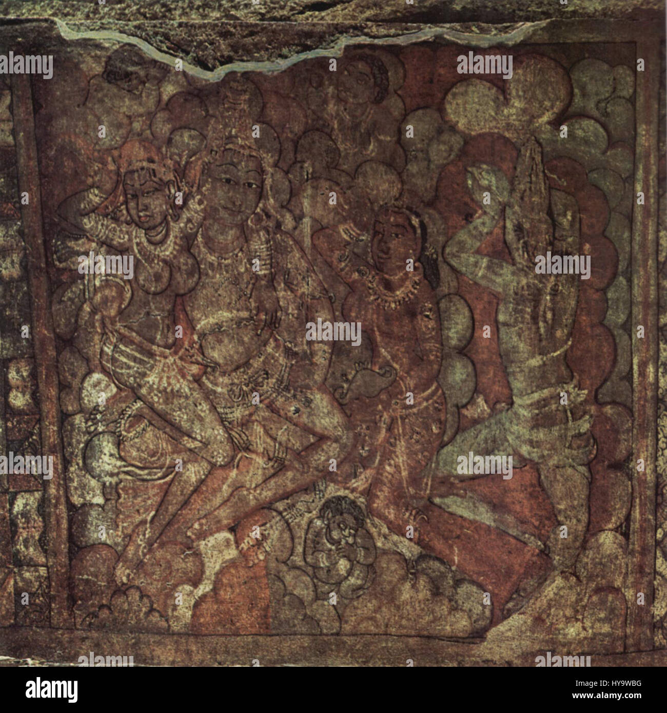 Cette œuvre d'un peintre indien datant d'environ 850 représente des thèmes religieux et culturels communs en Inde au début de la période médiévale. L’œuvre reflète le riche patrimoine de l’art indien et du symbolisme spirituel. Banque D'Images