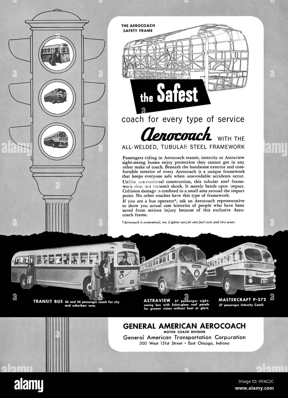 1949 publicité américaine pour la General American Aerocoach. Banque D'Images