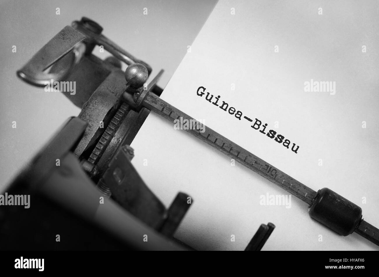 Inscription a été faite par vinrage typewriter, pays, la Guinée-Bissau Banque D'Images