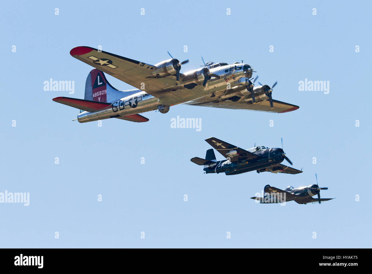 B-17 bomber 'Yankee Lady' au sud-est de l'Iowa Air Show à Burlington en 2012. Banque D'Images