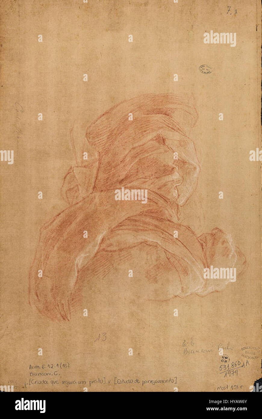 'Estudo de Panejamento' de Carlo Bianconi est un croquis d'étude, explorant probablement la composition ou l'arrangement d'éléments dans une œuvre plus vaste. L’expertise de Bianconi en études met en valeur son approche méthodique de l’art et du design. Banque D'Images