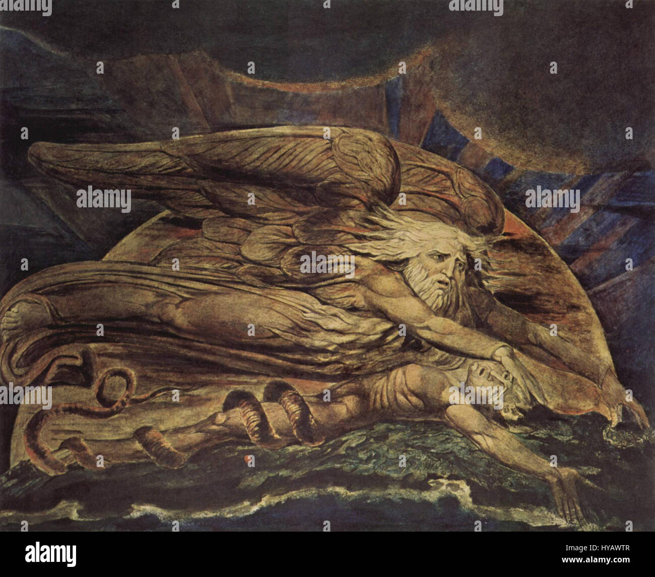 Elohim créant Adam, une illustration à l'aquarelle de William Blake, poète, artiste et graveur anglais. Banque D'Images