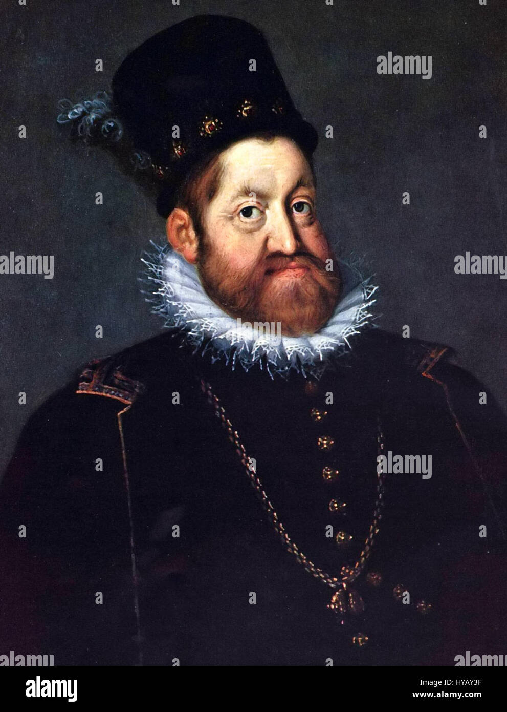 Rodolphe II (1552-1612) est empereur romain germanique de 1576 à 1612, connu pour son patronage des arts et des sciences, et son rôle pendant les tensions religieuses menant à la guerre de trente ans. Banque D'Images