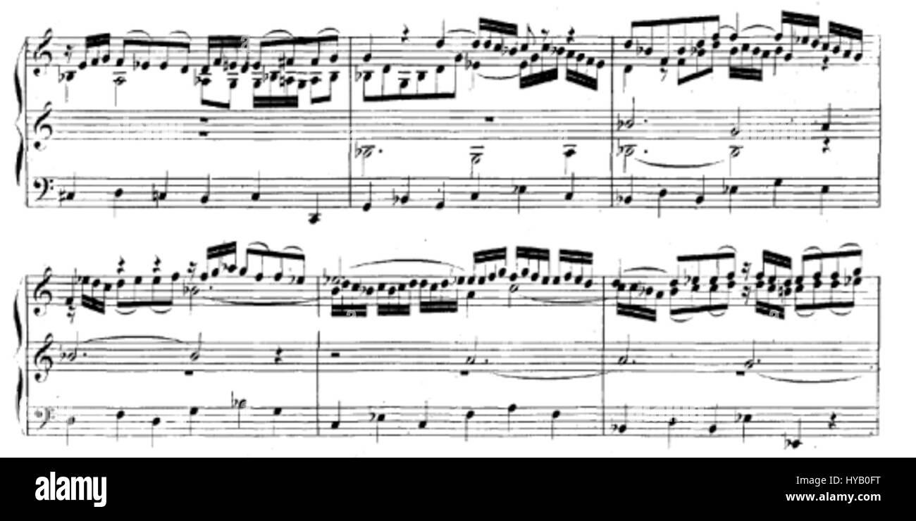 Extrait de la composition musicale BWV 678 de Johann Sebastian Bach, cette œuvre jette un pont entre la musique et l'art visuel, symbolisant la profondeur et la complexité de l'œuvre de Bach à travers les beaux-arts et les estampes historiques. Banque D'Images