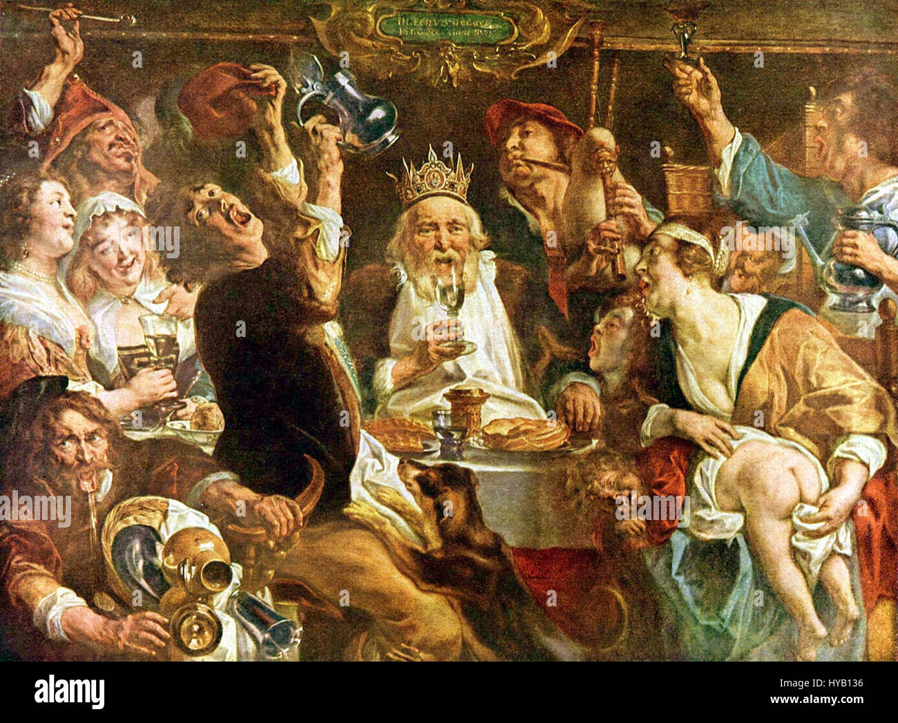 Jakob Jordaens était un peintre baroque flamand, connu pour ses œuvres vives et dynamiques. Son style se caractérise par des figures robustes, des couleurs vives et des compositions vivantes. Son art se concentre souvent sur des thèmes de la vie quotidienne, des sujets mythologiques et des allégories. Banque D'Images
