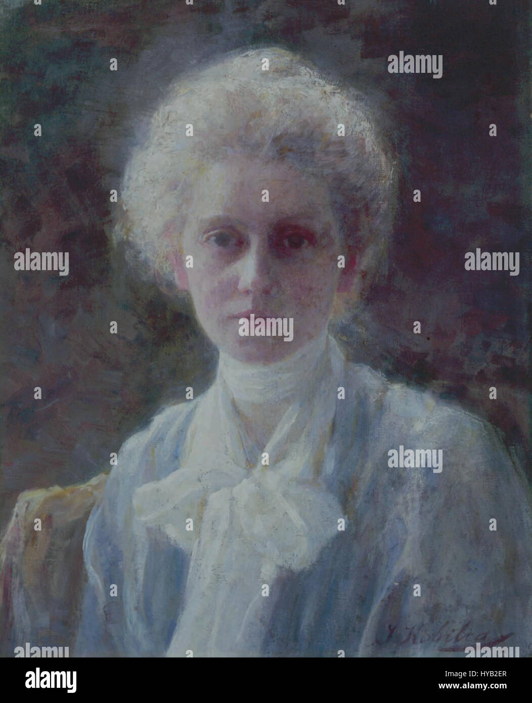 La peinture d'Ivana Kobilca 'Albine Arndt' capture le portrait d'une femme avec une sensibilité et une profondeur remarquables. Connue pour son expertise dans la représentation de figures féminines, le travail de Kobilca met souvent l'accent sur l'expression personnelle et la résonance émotionnelle dans ses sujets. Banque D'Images