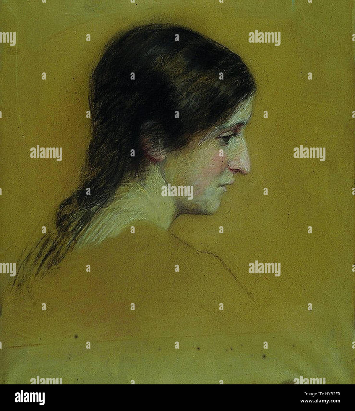 Cette peinture d'Ivana Kobilca, intitulée « Elisabeth Heberlein », dépeint probablement une figure digne dans le contexte de la société européenne du XIXe siècle. Kobilca était connue pour ses portraits réalistes qui capturaient l'essence de ses sujets en mettant l'accent sur leur profondeur émotionnelle et leur statut social, faisant d'elle une figure clé de l'histoire de l'art slovène. Banque D'Images