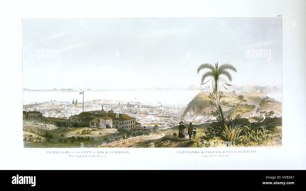 Frederico Guilherme Briggs Panorama da Cidade do Rio de Janeiro, Capital do Brasil Banque D'Images