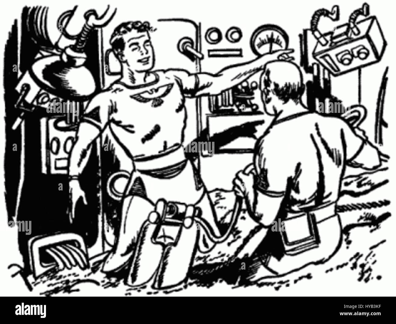 Une illustration du roman de science-fiction de 1952 'Stand by for mars !' Par Carey Rockwell, partie de la série 'Tom Corbett, Space Cadet'. Banque D'Images