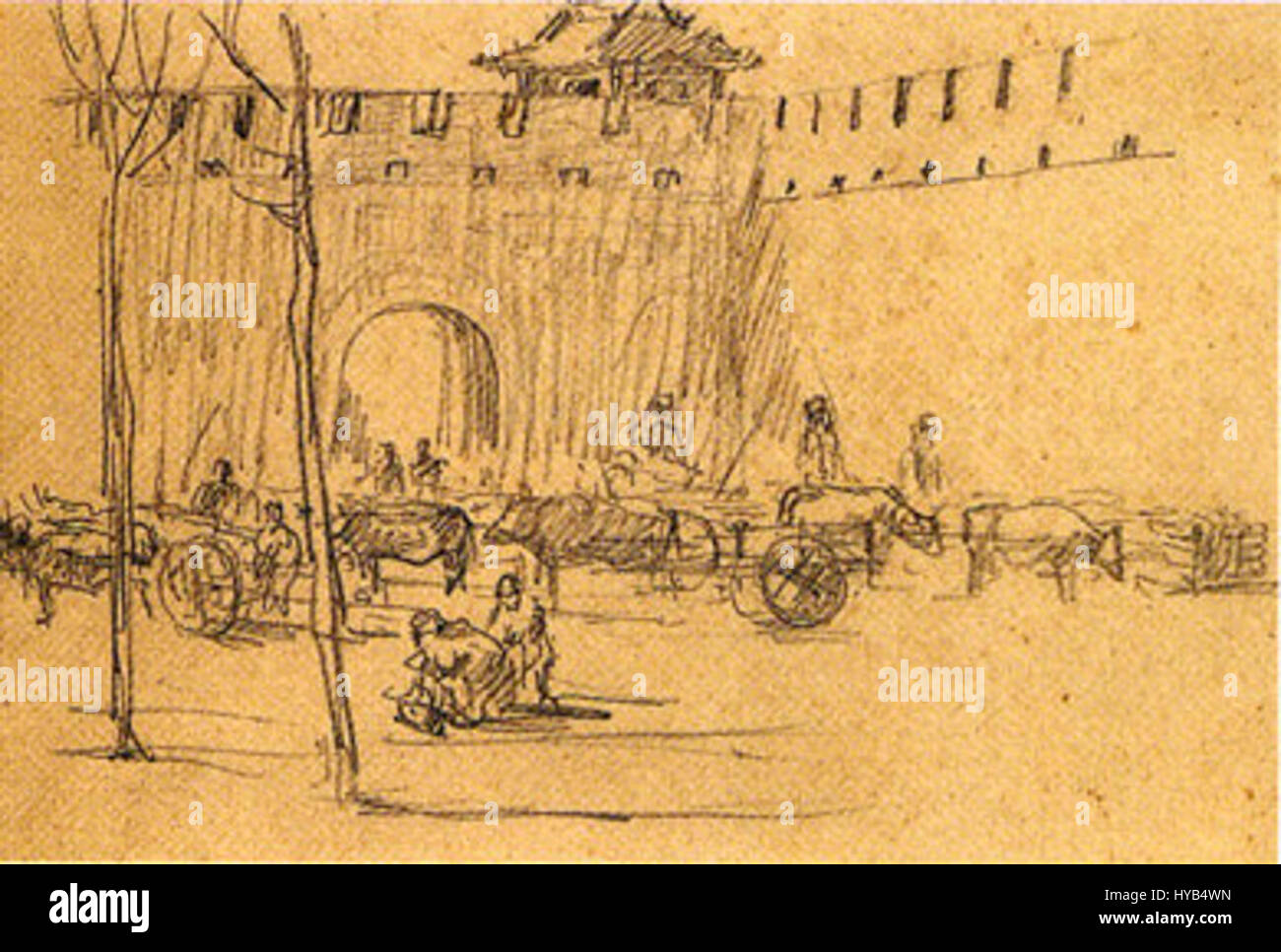 Tableau de Kuroda Seiki de la première guerre sino-japonaise, conservé au Musée national de Tokyo, présentant l'action militaire et la dynamique de la guerre. Banque D'Images