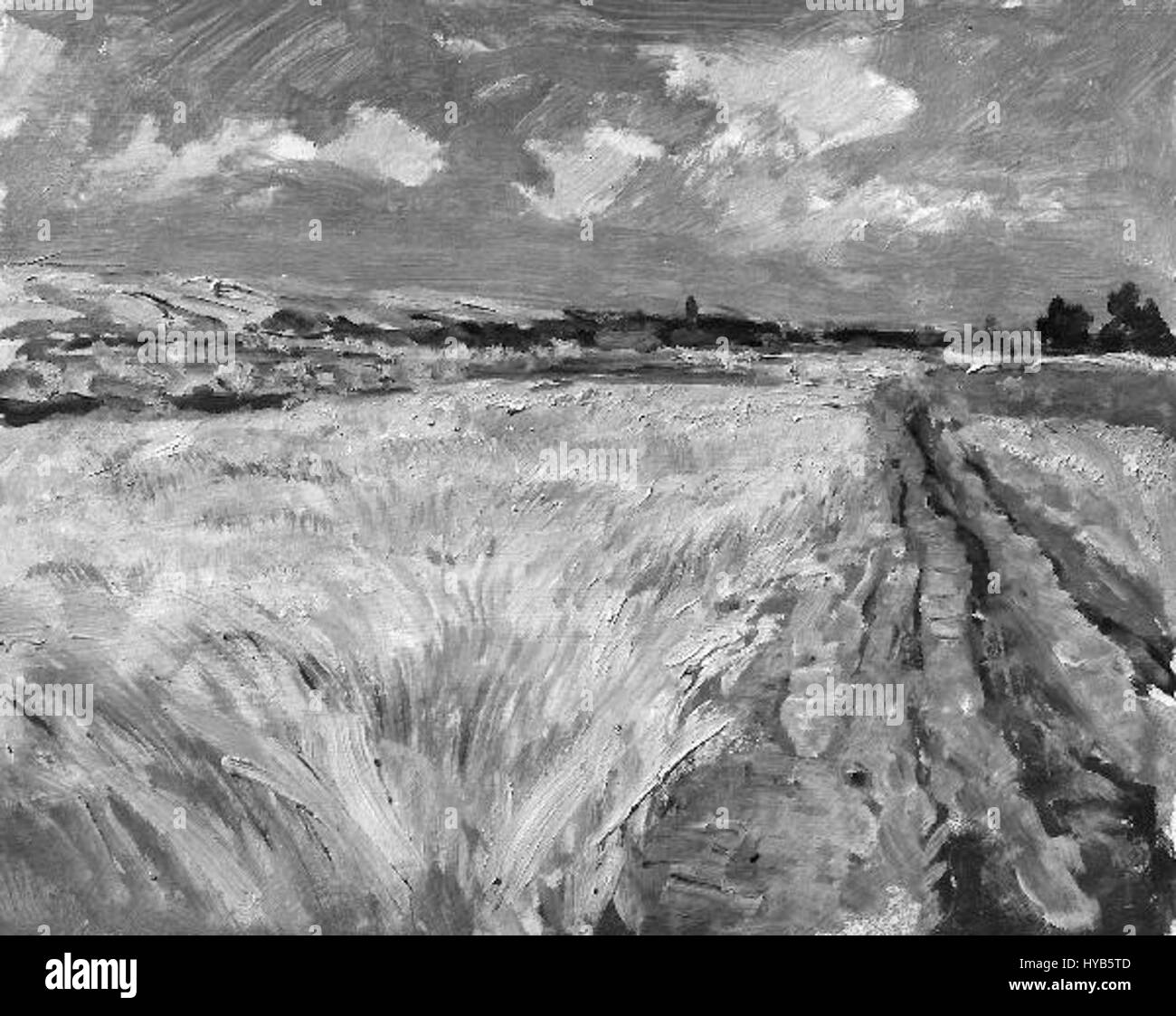 'Letni krajina s polni cestou' (paysage d'été avec un chemin de champ) de Frantisek Tavik Simon capture une scène rurale dans la campagne tchèque. La peinture souligne la beauté naturelle, avec un chemin serpentant à travers le paysage estival. Banque D'Images