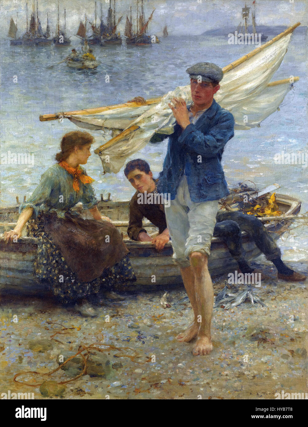 Henry Scott Tuke Retour de pêche (1907) Banque D'Images