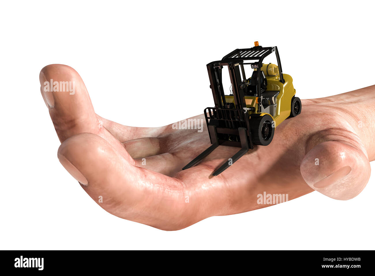 3d illustration d'un chariot sur une main humaine Banque D'Images