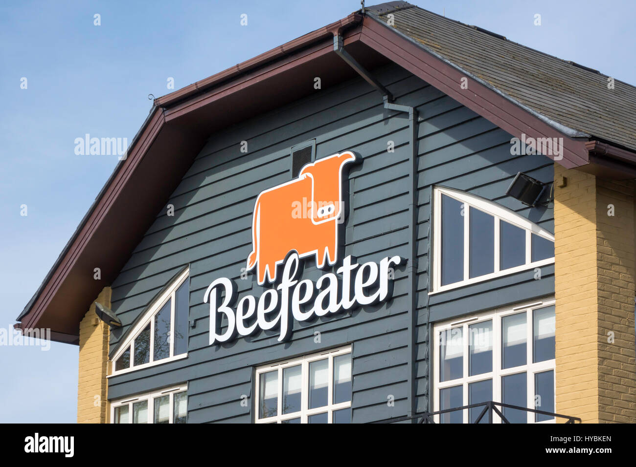 Fiood rapide Beefeater Steak restaurant sign England UK Banque D'Images