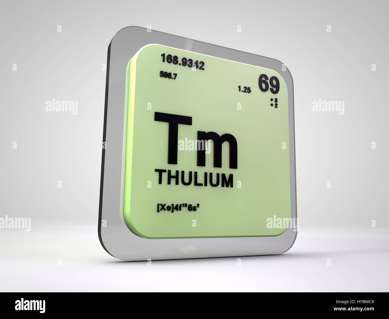 Le thulium - TM - Tableau périodique des éléments chimiques de rendu 3D Banque D'Images