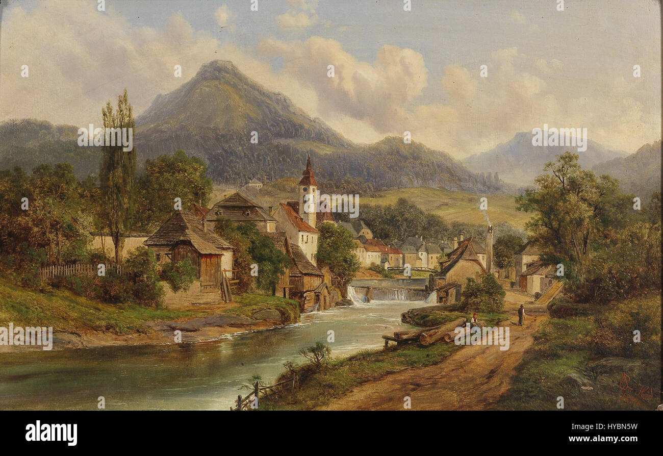 Ein Sommertag (Un jour d'été) est une peinture d'Alfred Jirasek, représentant un paysage d'été serein, soulignant probablement la beauté naturelle de la saison. Banque D'Images