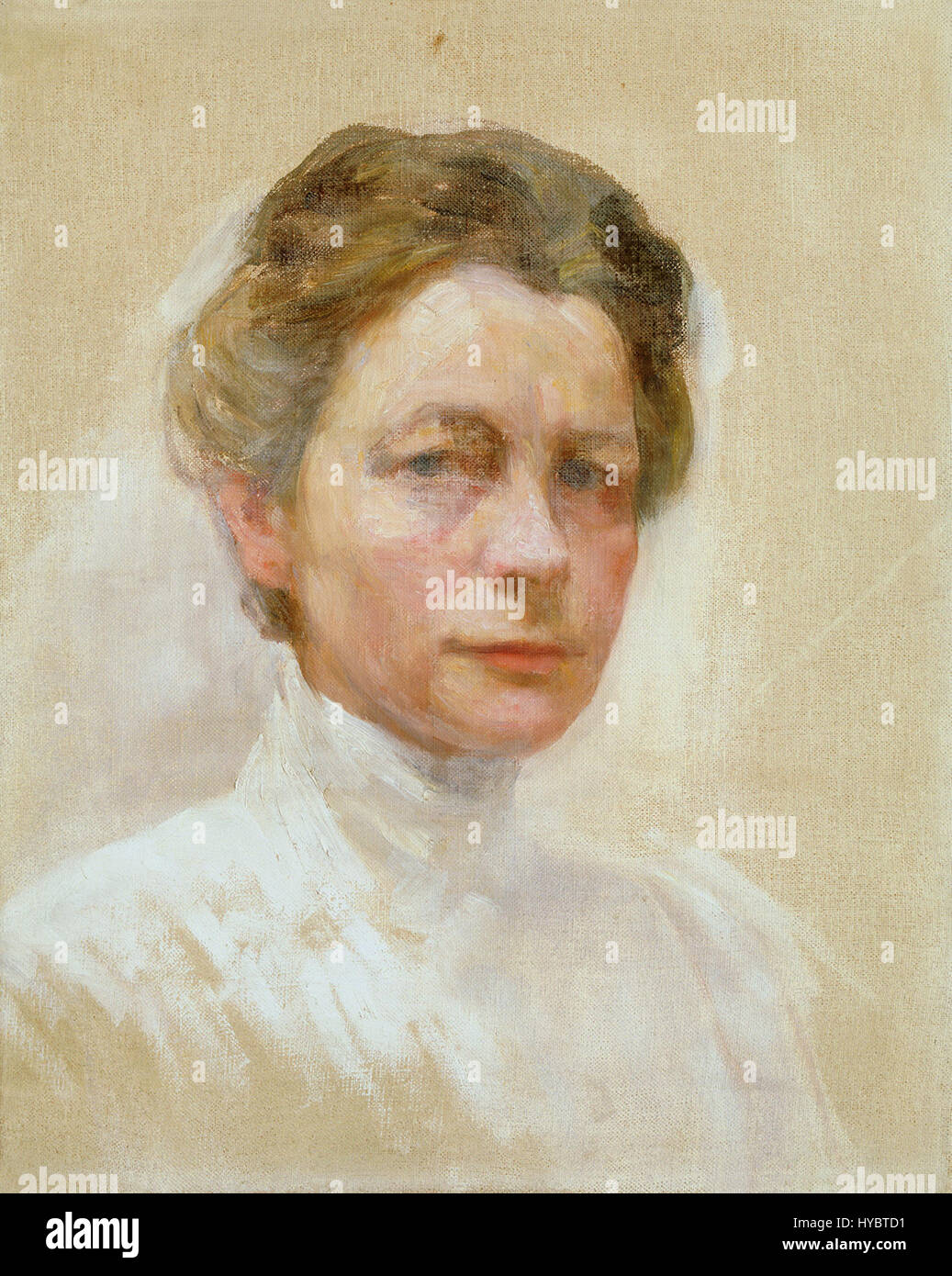 « Avtoportret v belem » (Autoportret v belem) d’Ivana Kobilca dépeint l’artiste d’une manière sereine et composée, mettant en valeur son habileté à capturer à la fois l’élégance et l’introspection de son sujet. Banque D'Images