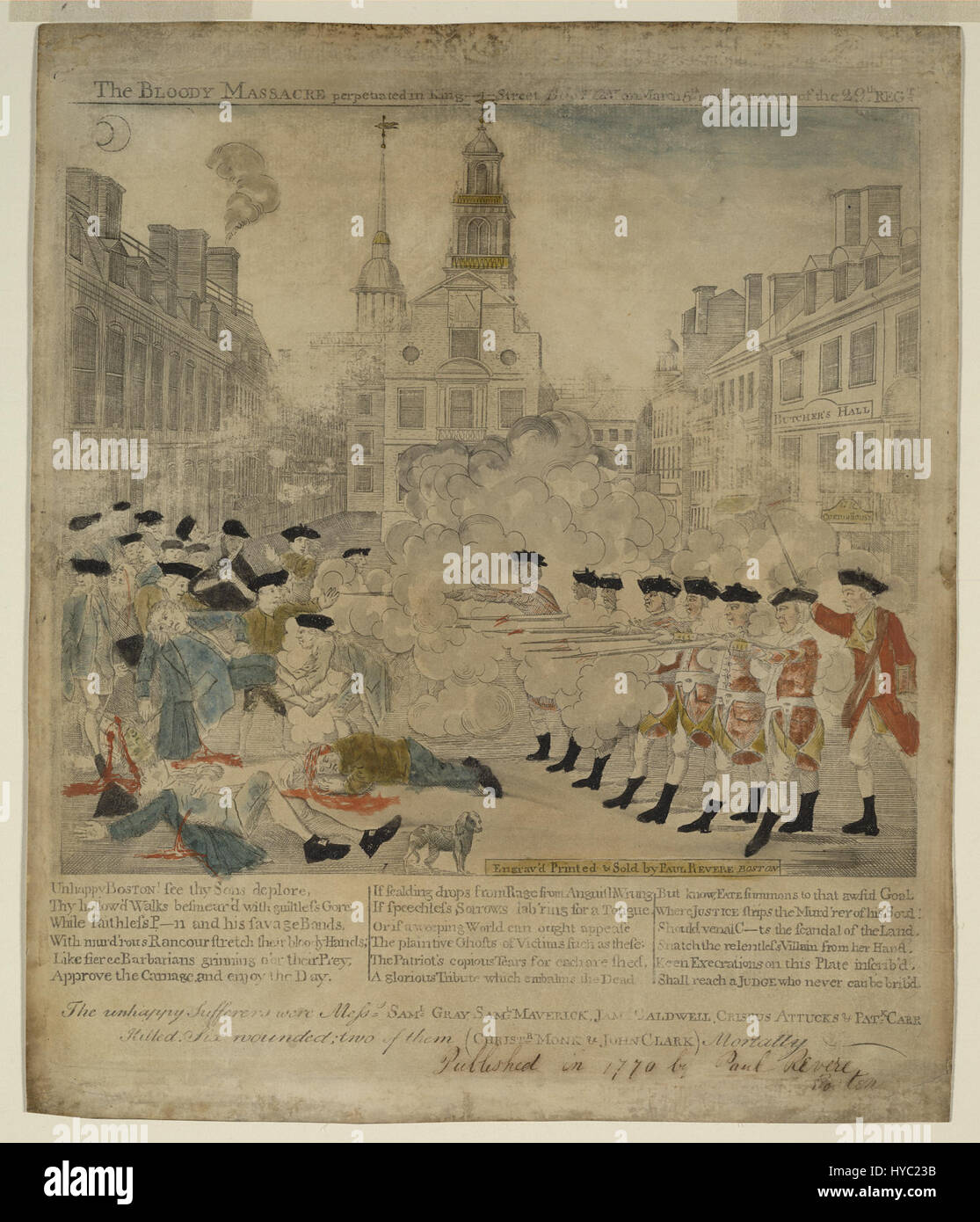 Massacre de Boston par Paul Revere original 01657U Banque D'Images