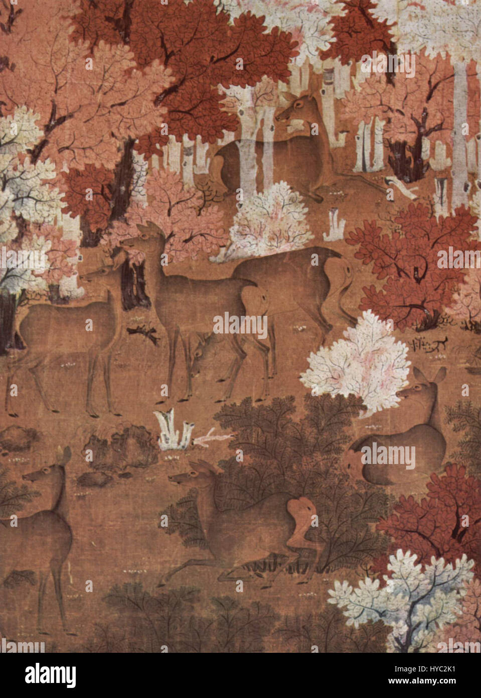 Cette œuvre d'un peintre chinois du Xe siècle reflète les riches traditions de l'art chinois pendant les dynasties Tang et Song, en se concentrant sur les paysages naturels, les figures et les thèmes culturels de l'époque. Banque D'Images