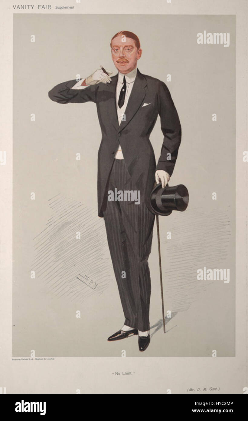 D.M. gant a été présenté dans une illustration Vanity Fair, capturant son personnage distinct. En tant que figure notable, cette image fait partie de la série de caricatures du magazine qui dépeignent des personnalités éminentes du début du XXe siècle. Banque D'Images