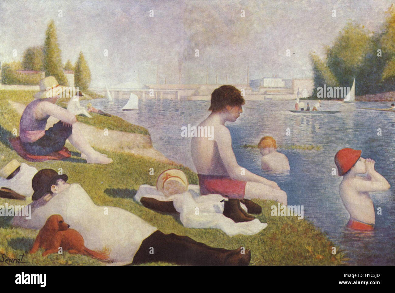 Le travail de Georges Seurat illustre la technique pointilliste, connue pour son application minutieuse de minuscules points de couleur. Ses pièces emblématiques, comme 'A Sunday Afternoon on the Island of la Grande Jatte', ont révolutionné le moderne intégré Banque D'Images