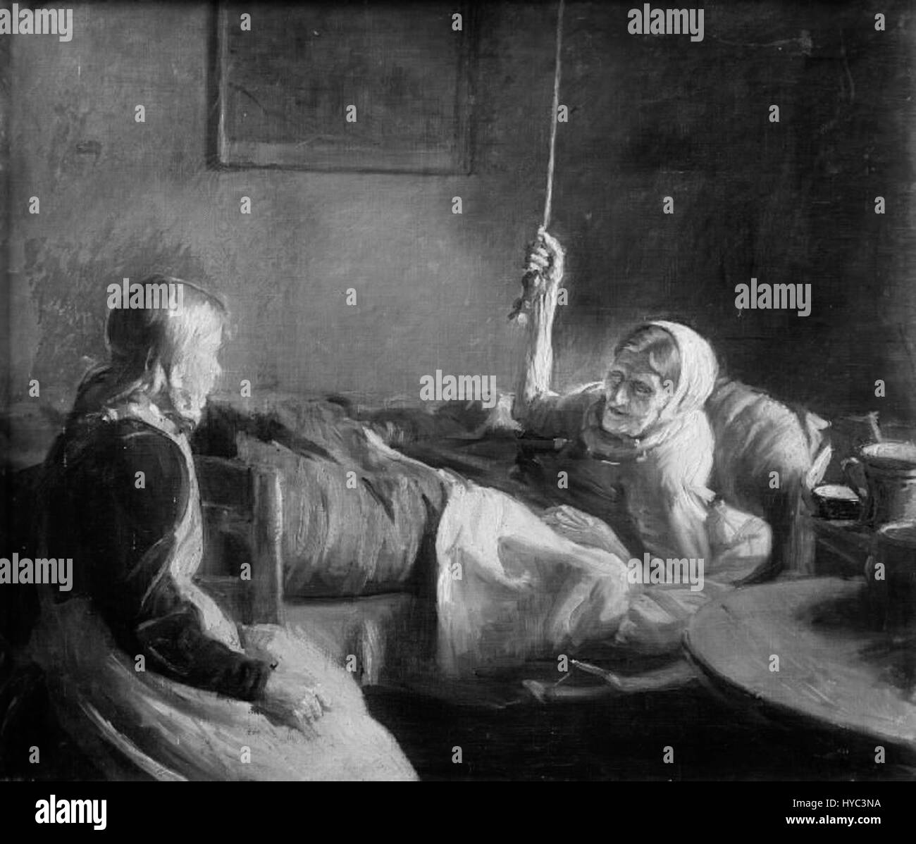 'Gamle Ole Eriksens' de Michael Ancher représente un homme âgé, rendu avec une attention particulière aux détails et à l'expression. La pièce capture le processus de vieillissement, en utilisant la lumière et l'ombre pour souligner la vie et les expériences du sujet. Le style réaliste d'Ancher met en valeur la condition humaine et le caractère. Banque D'Images