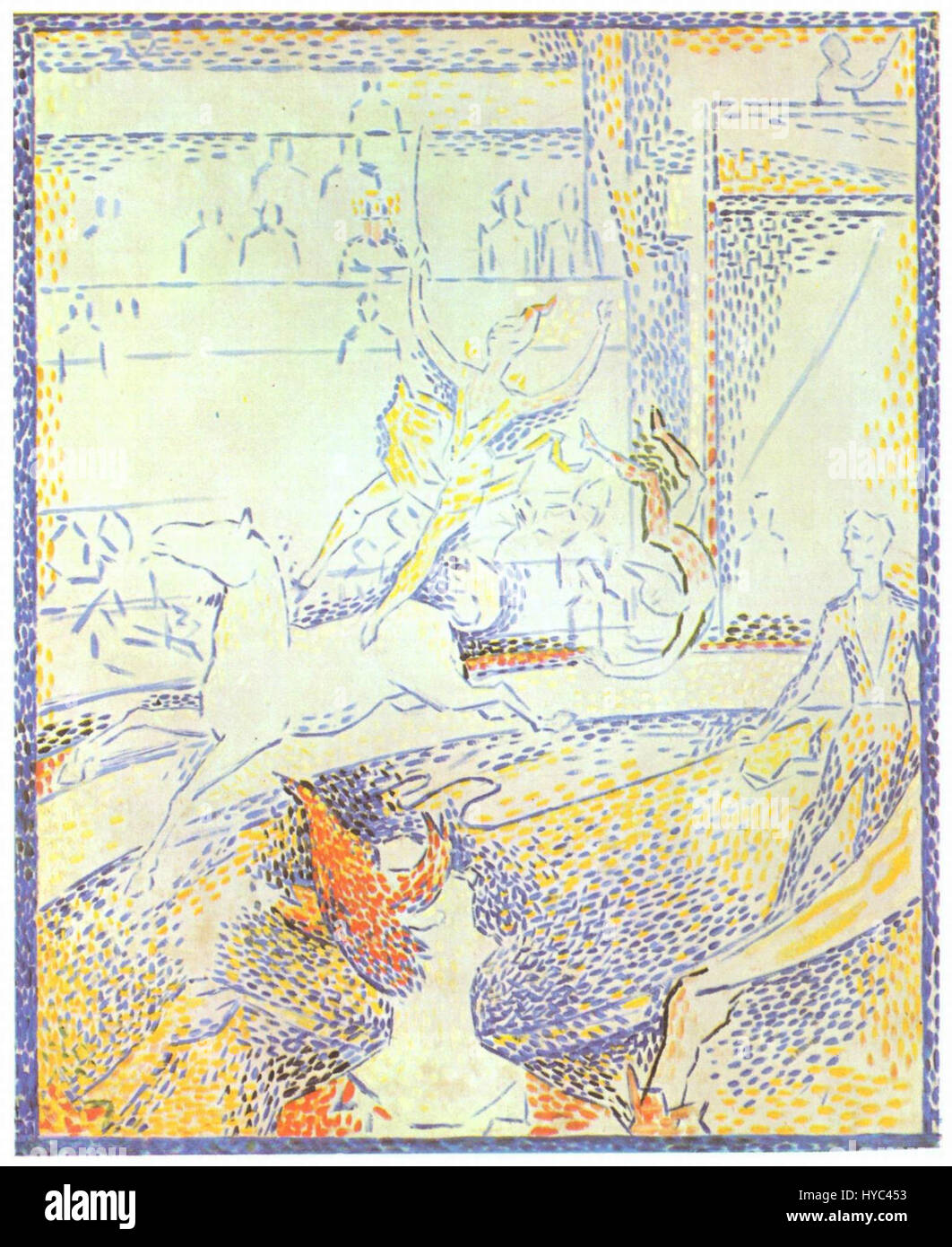 Tableau de Georges Seurat, connu pour sa technique pointilliste. L’œuvre démontre l’approche innovante de Seurat en matière de couleur et de composition, mettant en scène une scène capturée avec des points de peinture méticuleux. Banque D'Images