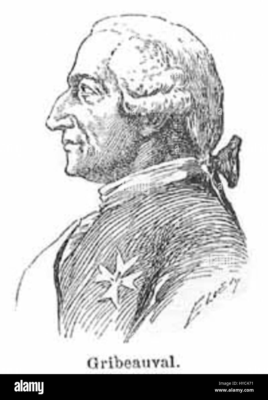 Gribeauval fait référence à Jean-Baptiste Vaquette de Gribeauval, un officier d'artillerie et inventeur français connu pour ses réformes du système d'artillerie au XVIIIe siècle, qui ont considérablement amélioré l'efficacité de l'armée française sur le terrain. Banque D'Images