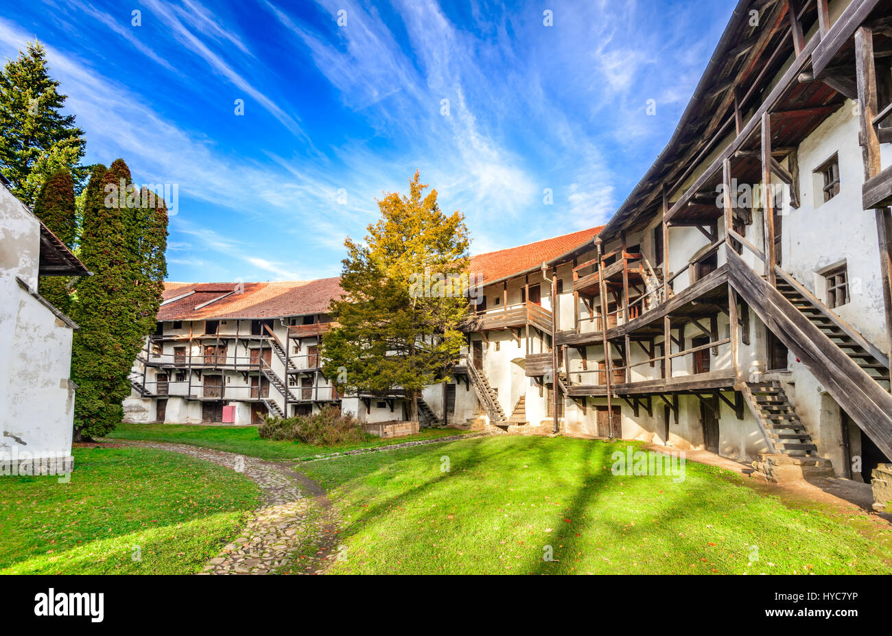 Prejmer, Roumanie. Église fortifiée de Tartlau, Prejmer. Églises construites par les chevaliers teutoniques, règlement des les Saxons de Transylvanie. Banque D'Images