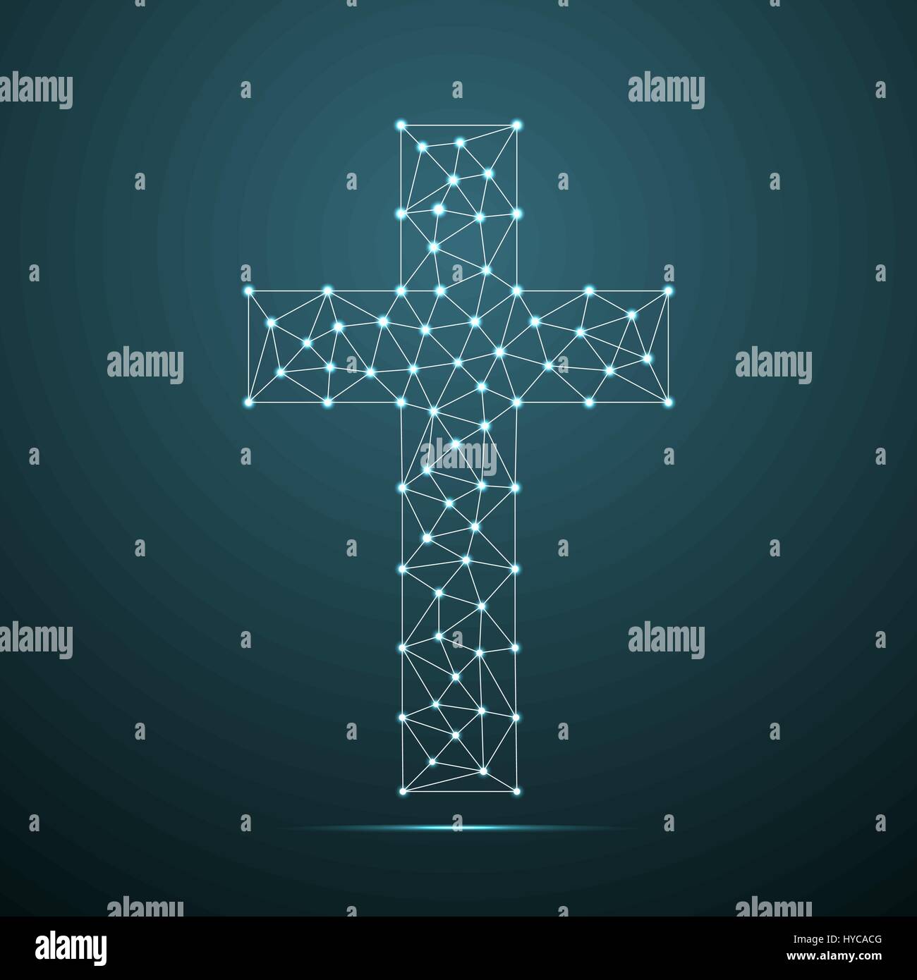 Croix chrétienne. Logo religieux. La structure de connexion avec la ligne et les points. Vector illustration Illustration de Vecteur