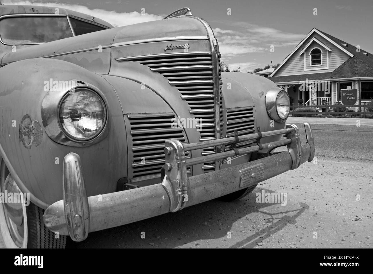 Vieille voiture plymouth, Californie, États-Unis d'Amérique Banque D'Images