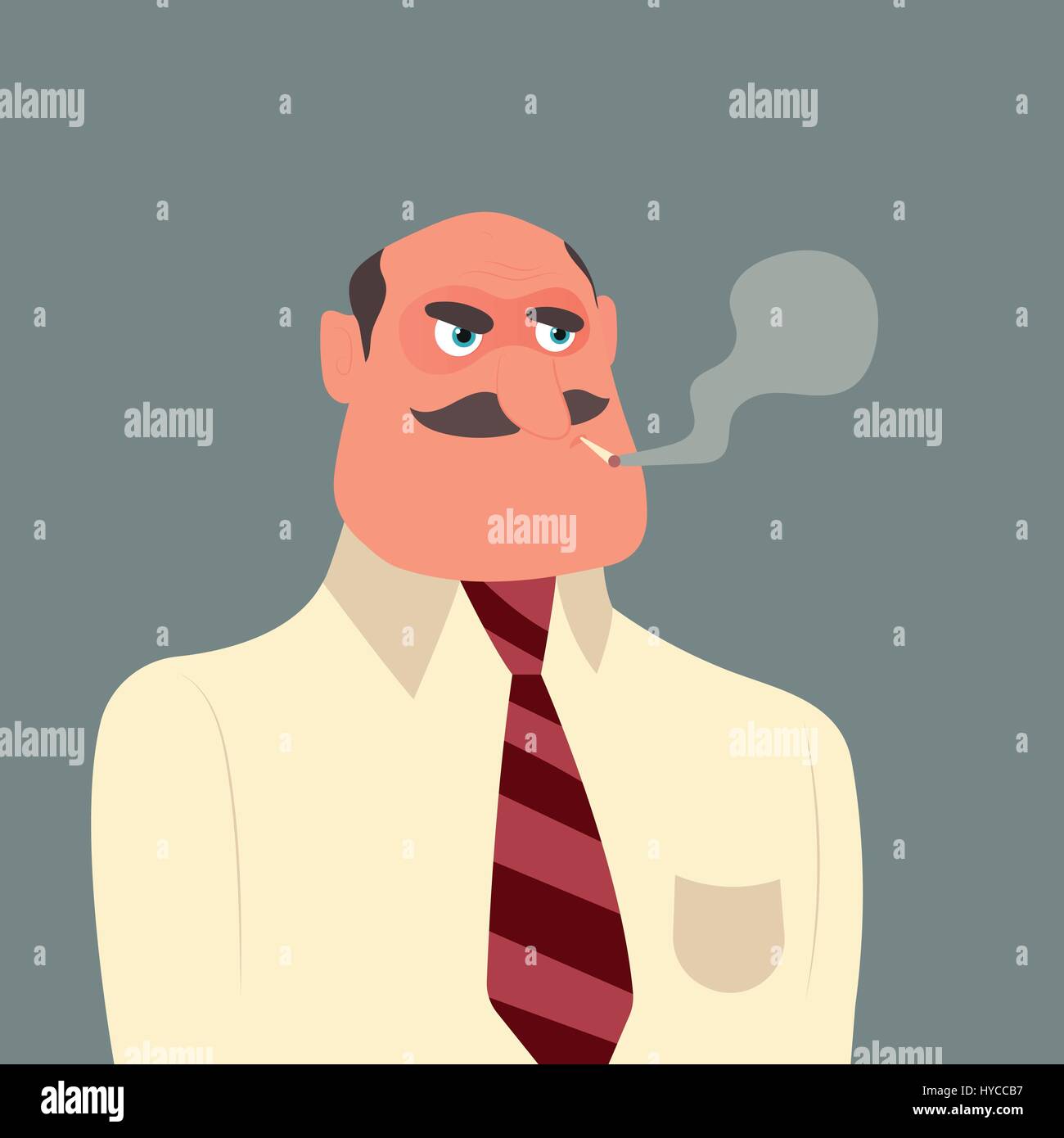 Personnage drôle de cigarette patron en colère Illustration de Vecteur