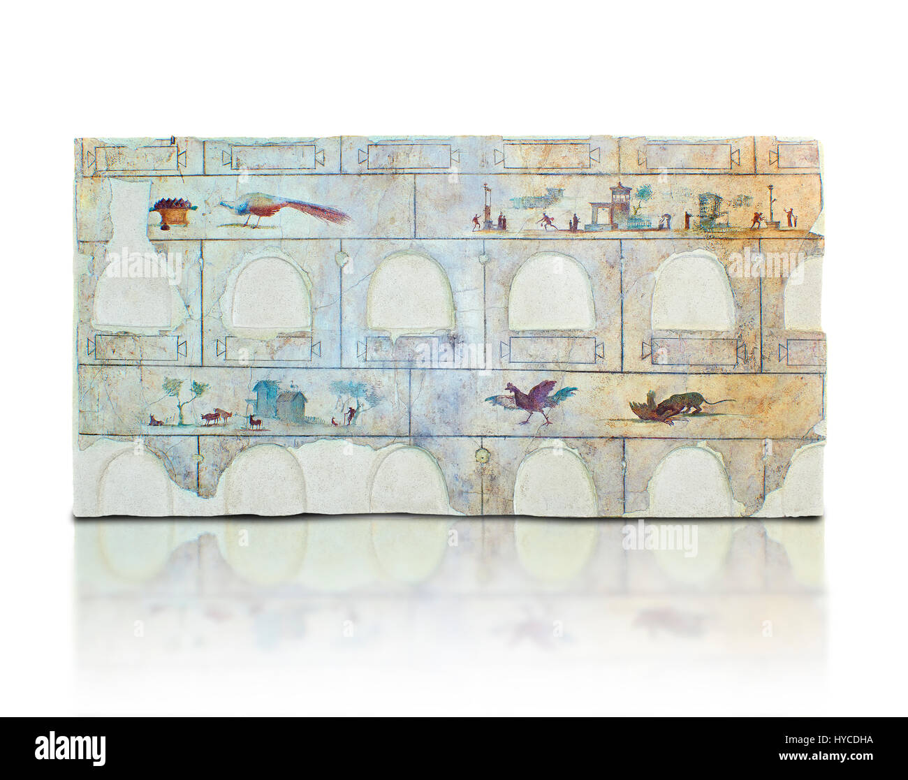 Fresques de la romaine La Grande Villa Doria dans Panphilj Columbarium, Rome. Un columbarium est généralement un type de tombeau avec des murs tapissés de niches que hol Banque D'Images