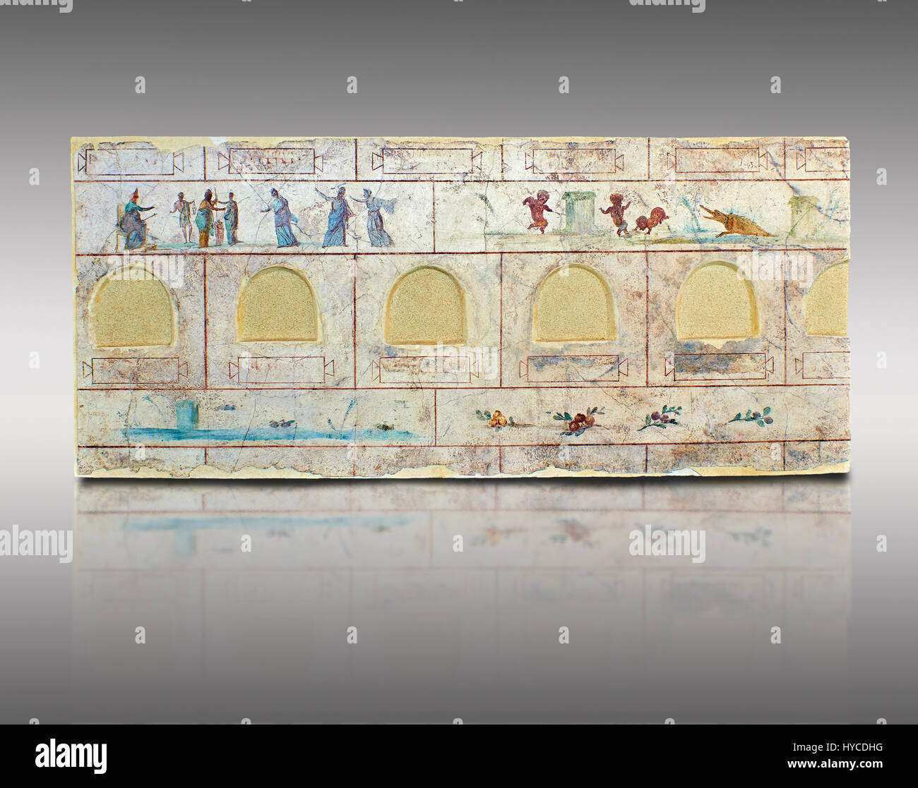 Fresques de la romaine La Grande Villa Doria dans Panphilj Columbarium, Rome. Un columbarium est généralement un type de tombeau avec des murs tapissés de niches que hol Banque D'Images