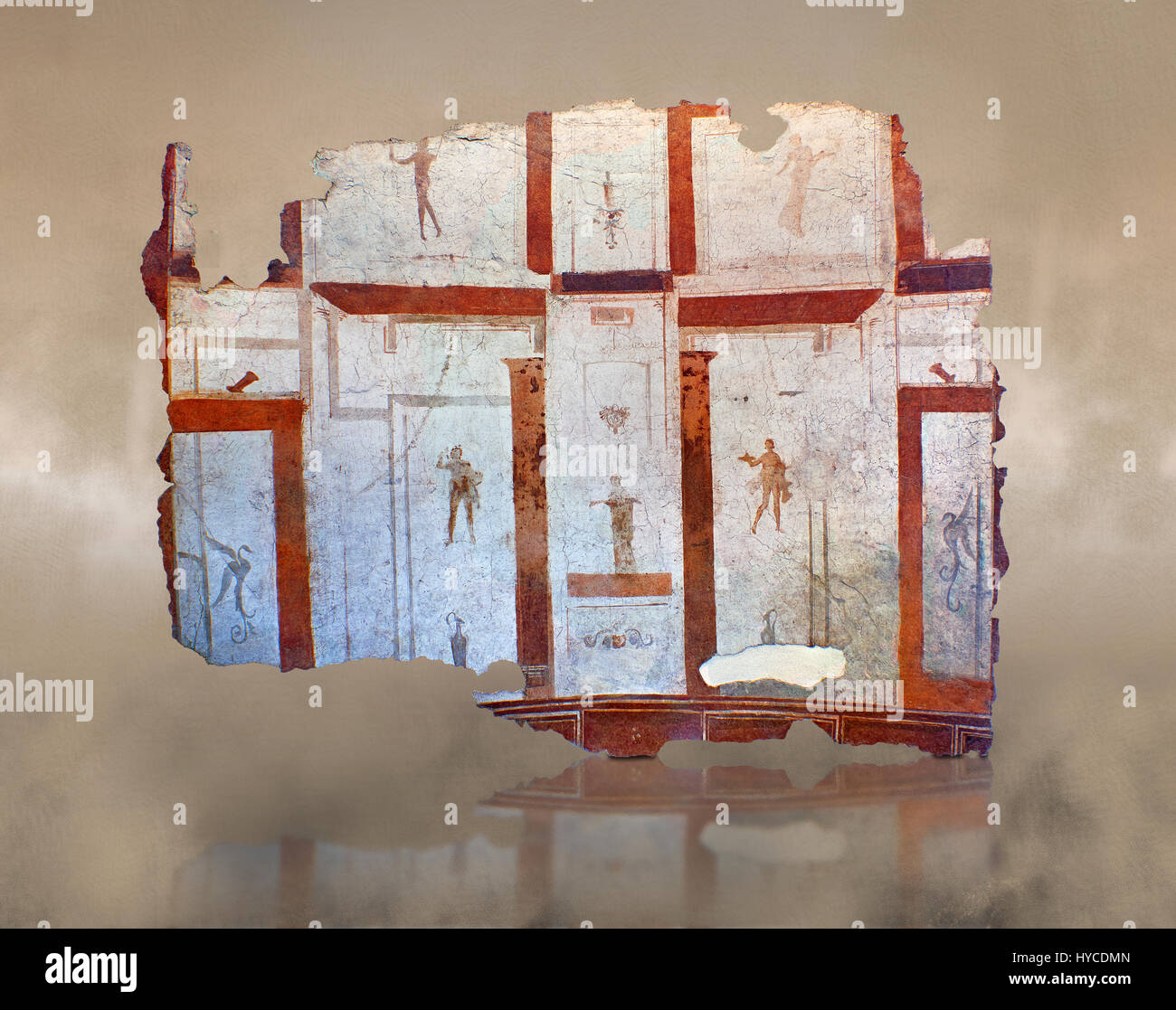 Fresque romaine décorations murales de vestibule d'une Villa de Rome, Rome. Museo Nazionale Romano ( Musée National Romain), Rome, Italie. Contre un art zone Banque D'Images