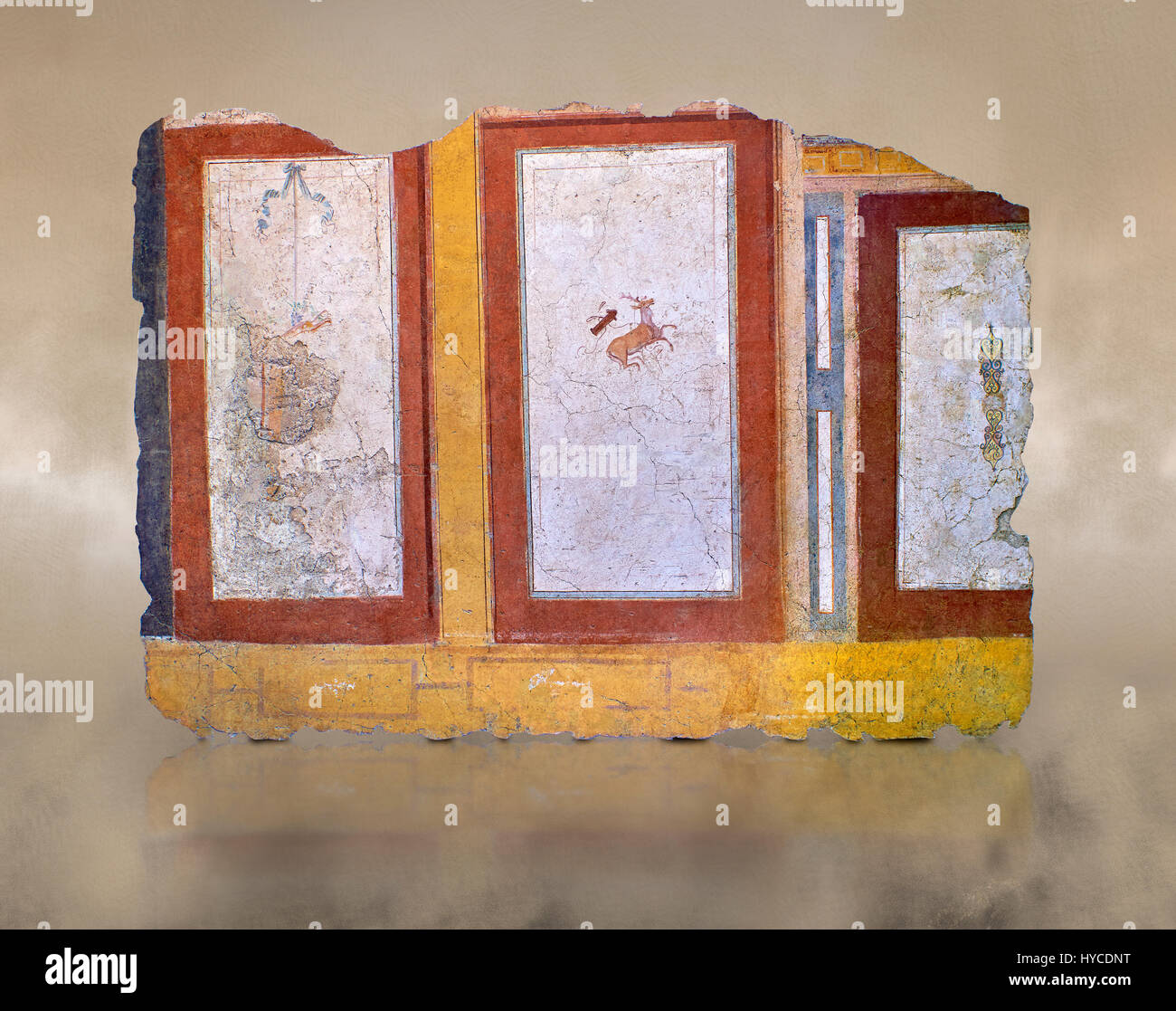 Fresque romaine décorations murales de prix E10 0f La Domus, Rome. Museo Nazionale Romano, 130-140AD ( National Musée romain), Rome, Italie. Contre un art Banque D'Images