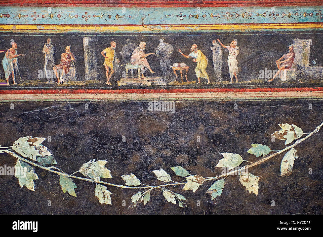 Fresque romaine décorations murales de l'Triclinium C, Villa Farnesia, Rome. Museo Nazionale Romano ( Musée National Romain), Rome, Italie. Dans le centre Banque D'Images