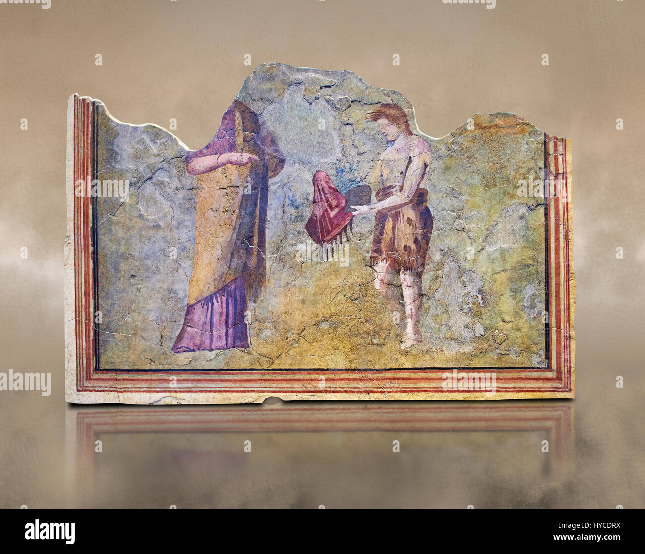Fresque romaine décoration murale du Villas de Rome. Museo Nazionale Romano ( Musée National Romain), Rome, Italie. Contre un art fond. Banque D'Images