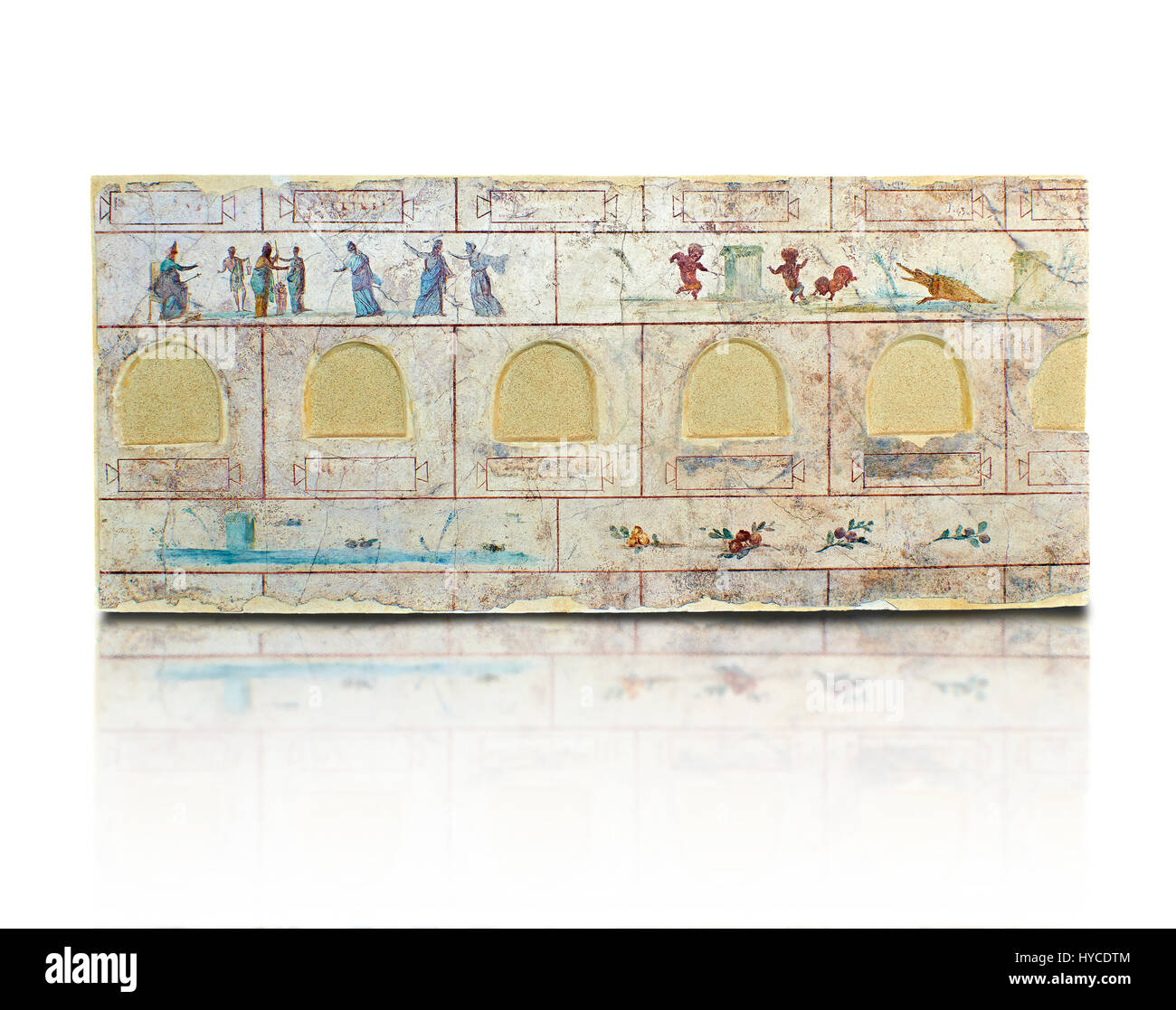 Fresques de la romaine La Grande Villa Doria dans Panphilj Columbarium, Rome. Un columbarium est généralement un type de tombeau avec des murs tapissés de niches que hol Banque D'Images