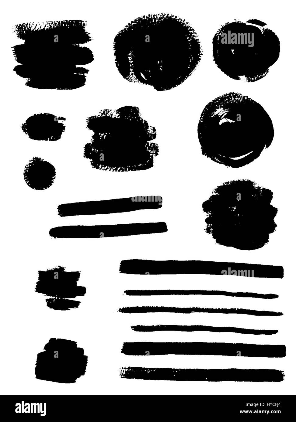 Ensemble d'abstract black ink blots sur fond blanc pour la conception Banque D'Images