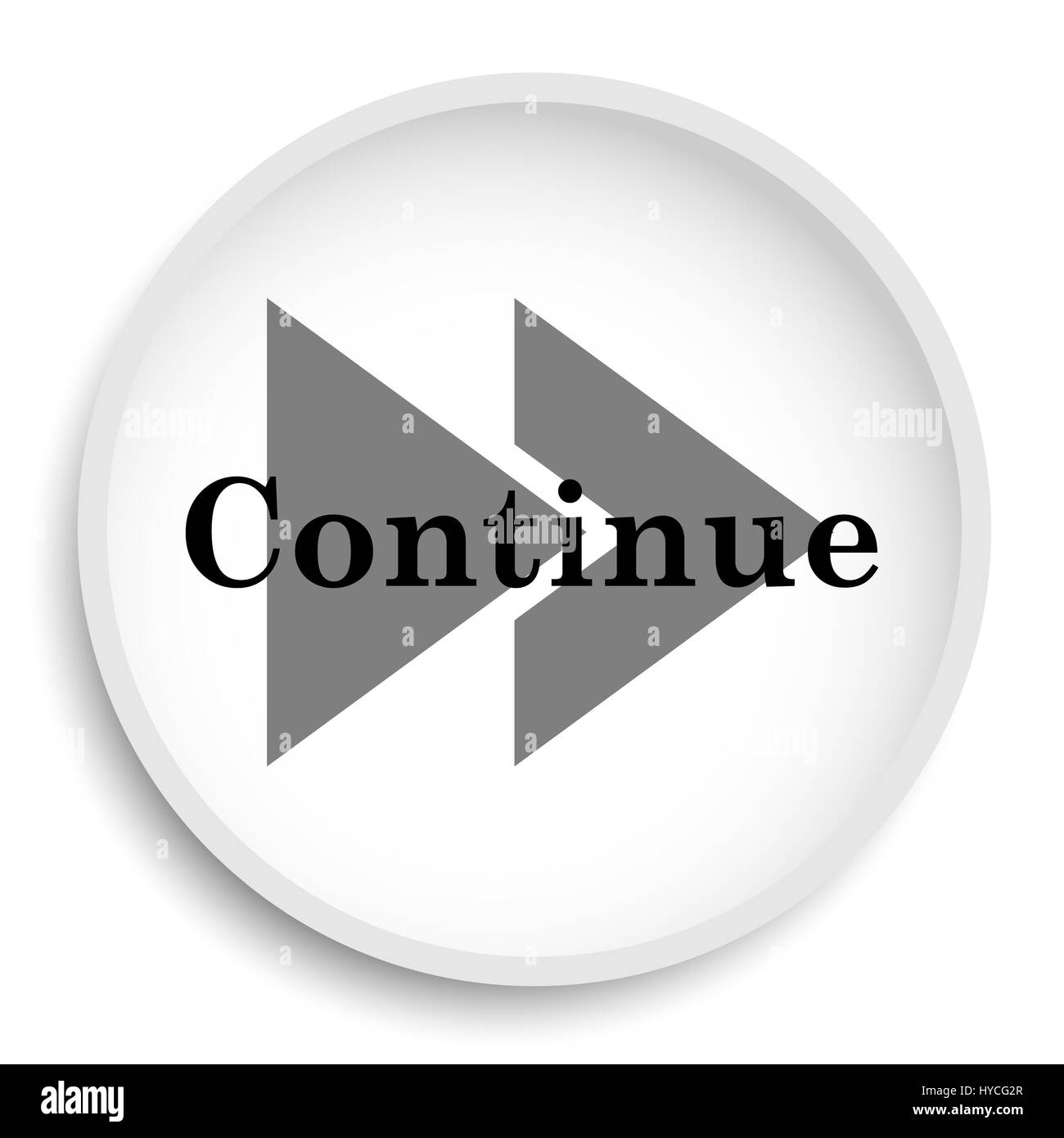 L'icône de continuer. Bouton site continuer sur fond blanc. Banque D'Images