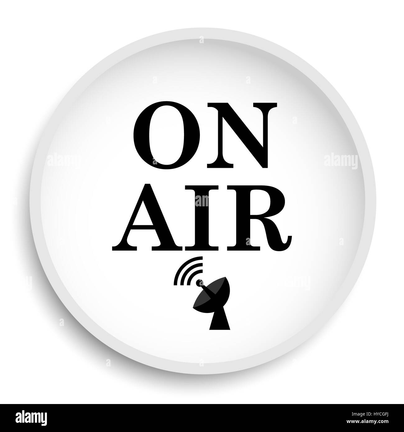 Sur l'icône de l'air. Sur le site web de l'air touche sur fond blanc. Banque D'Images