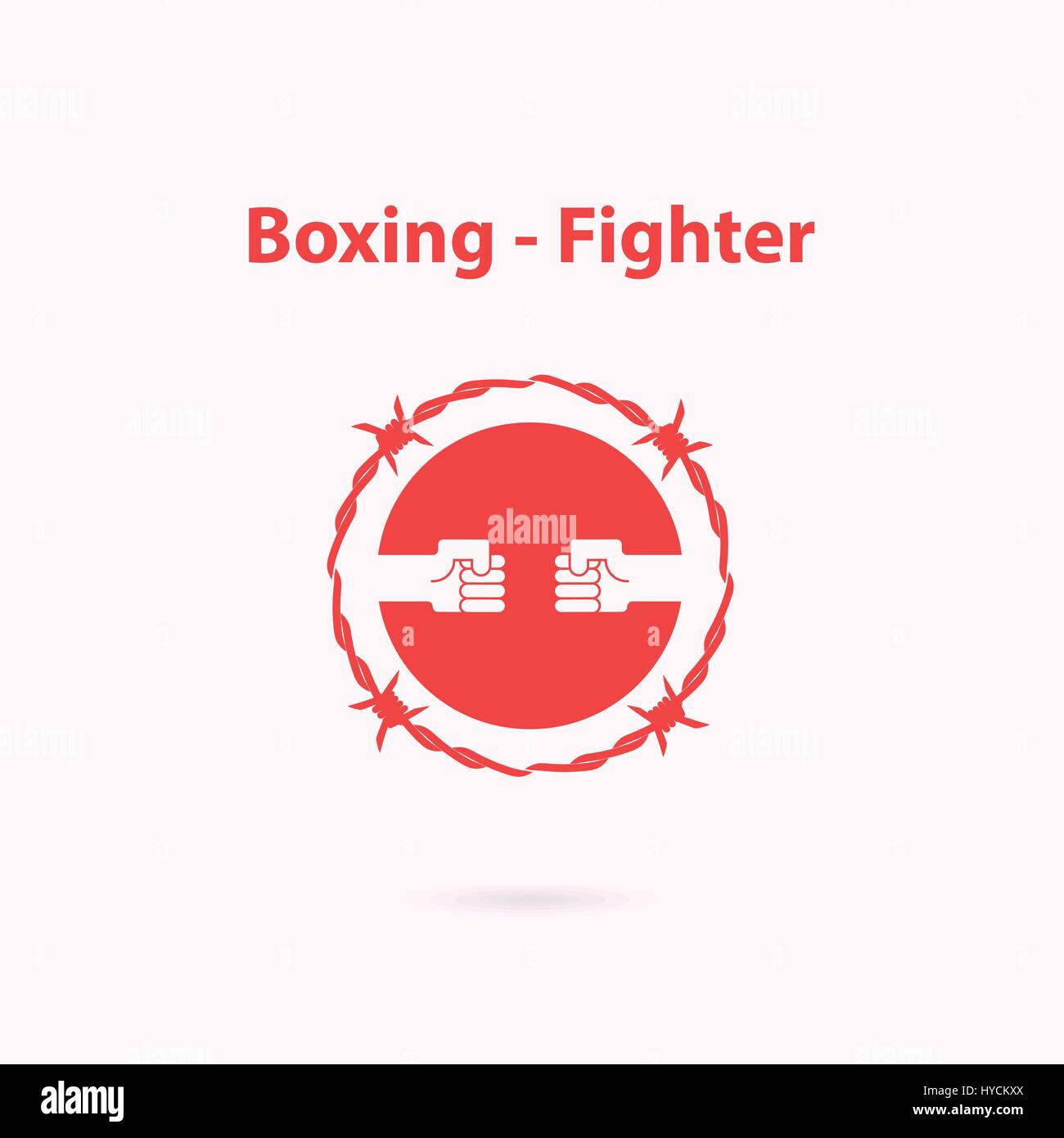 Les droits de l'icône de la main et de barbelés logo design template.la boxe et la lutte contre l'icône de chasse.academy boxing champions club logo design.Vector illustration. Illustration de Vecteur