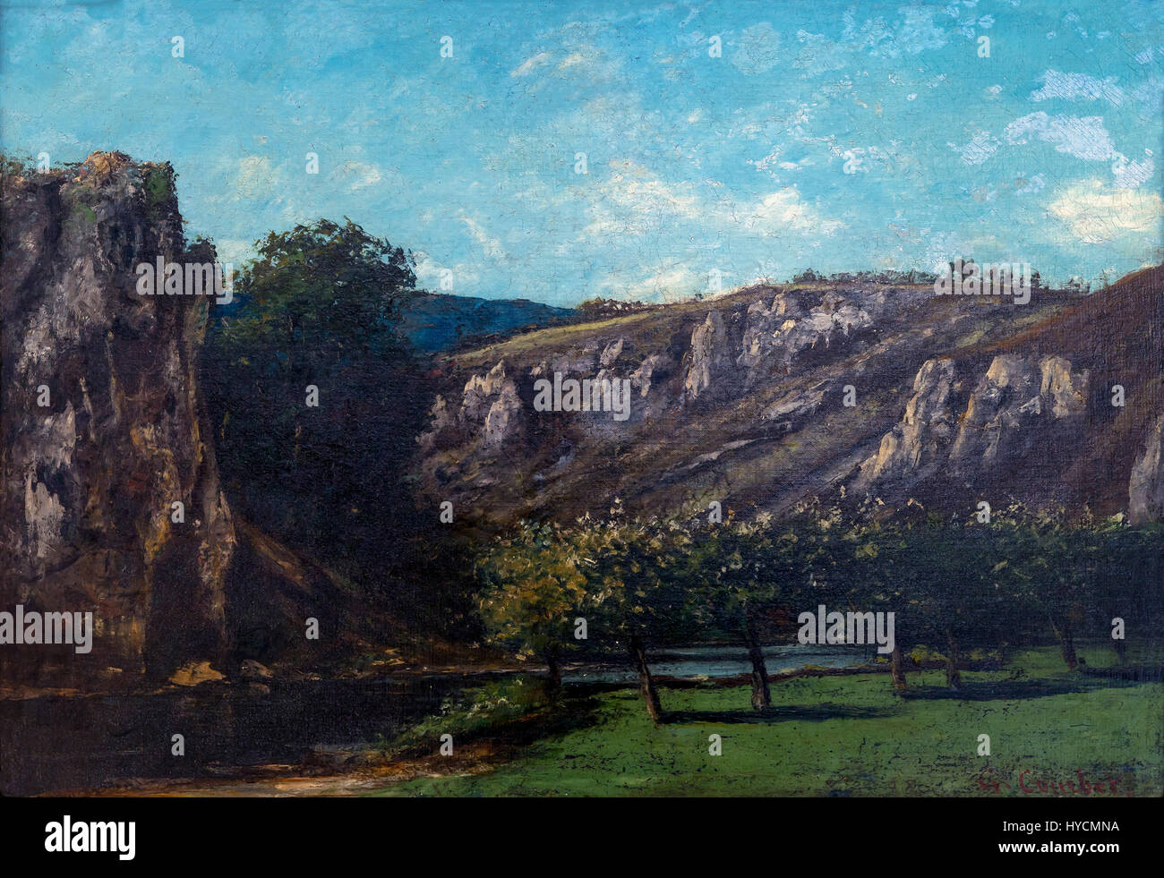 Paysage montagneux avec des arbres fruitiers à Ornans, par Gustave Courbet, 1873, Musée Boijmans van Beuningen, Rotterdam, Pays-Bas, Europe Banque D'Images