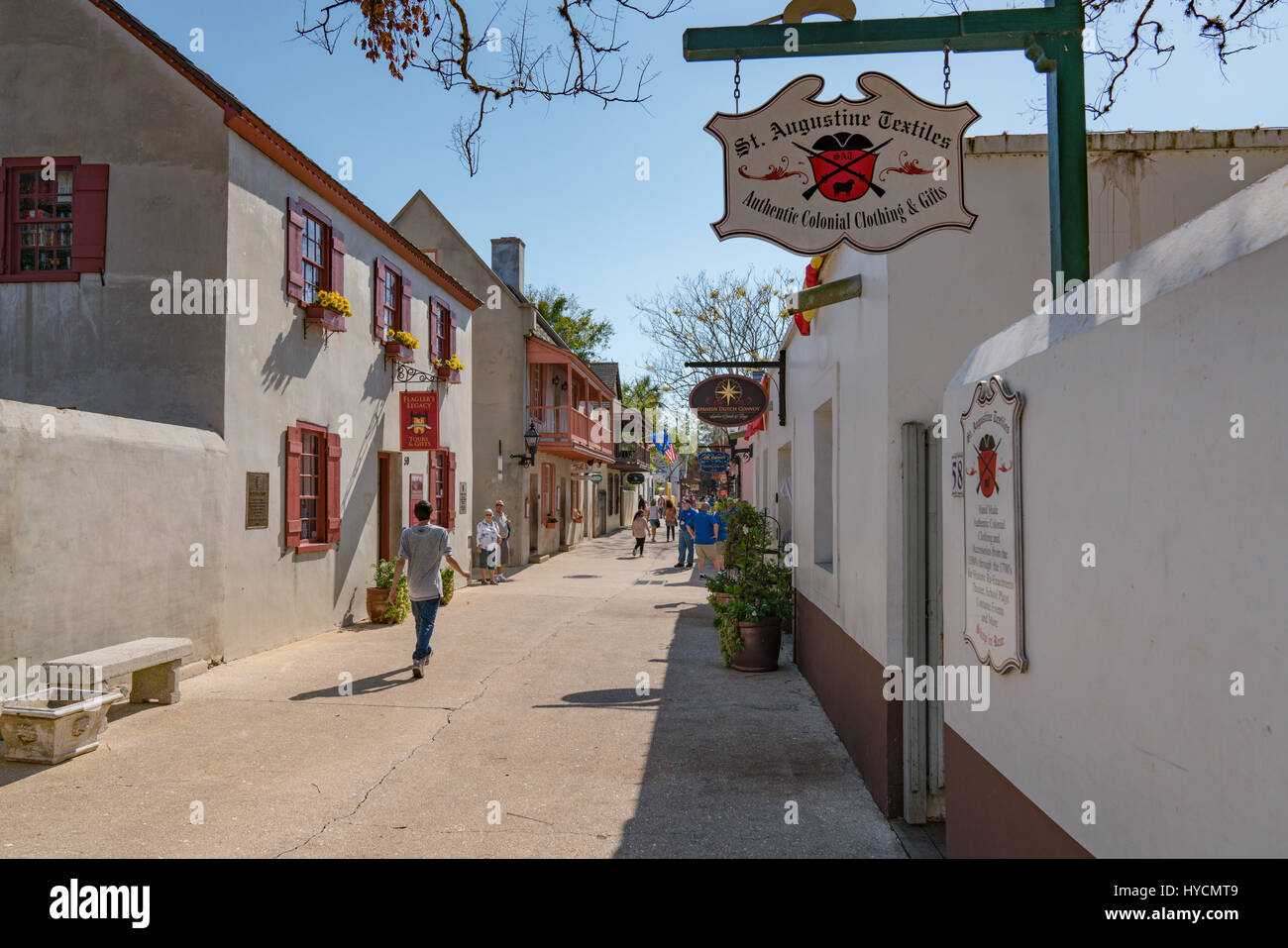Une vue le long de la rue St George à St Augustine, Floride Banque D'Images