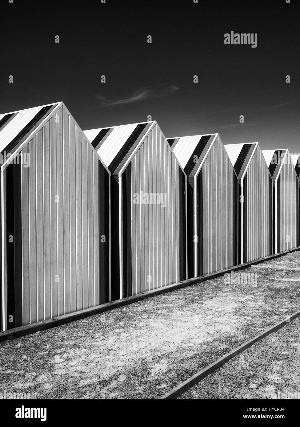 Beach Bungalows à Yport, France Banque D'Images